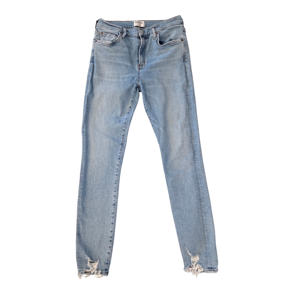 Agolde Womens High Rise Skinny  Jeans, Light Blue, Size 29